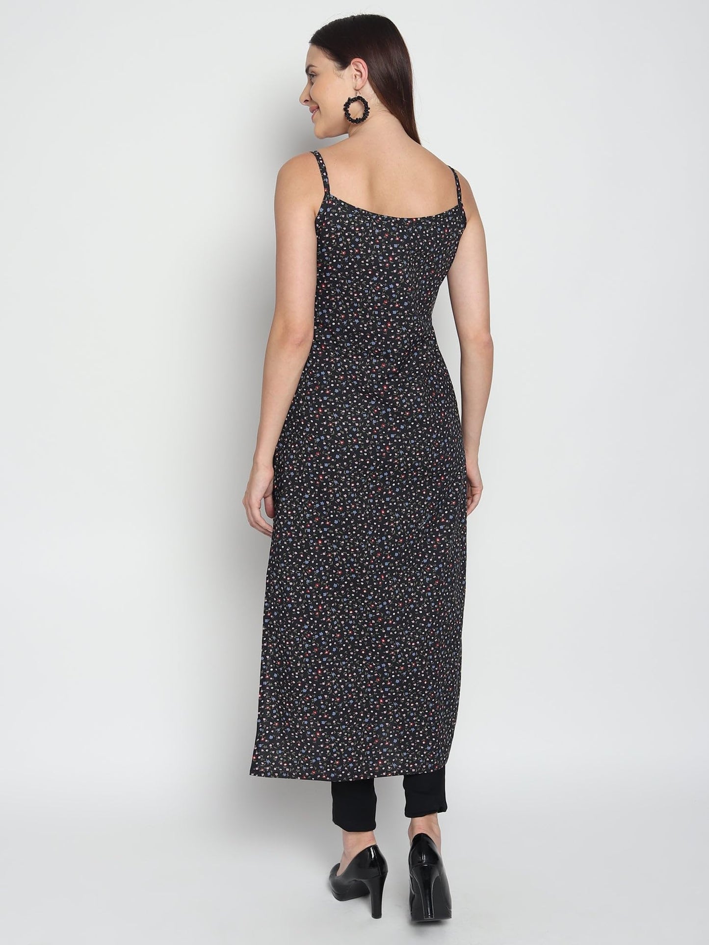 PATLANI Womens Crepe Full Stitched Kurti. Black
