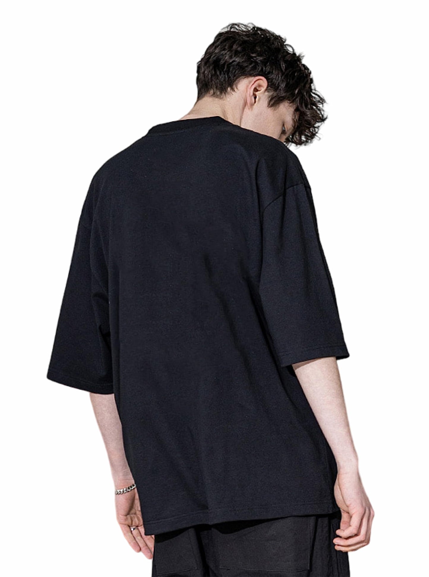 Uniplanet Store Solid Oversize Black Punisher Round Neck Cotton Printed Black T Shirt For Men