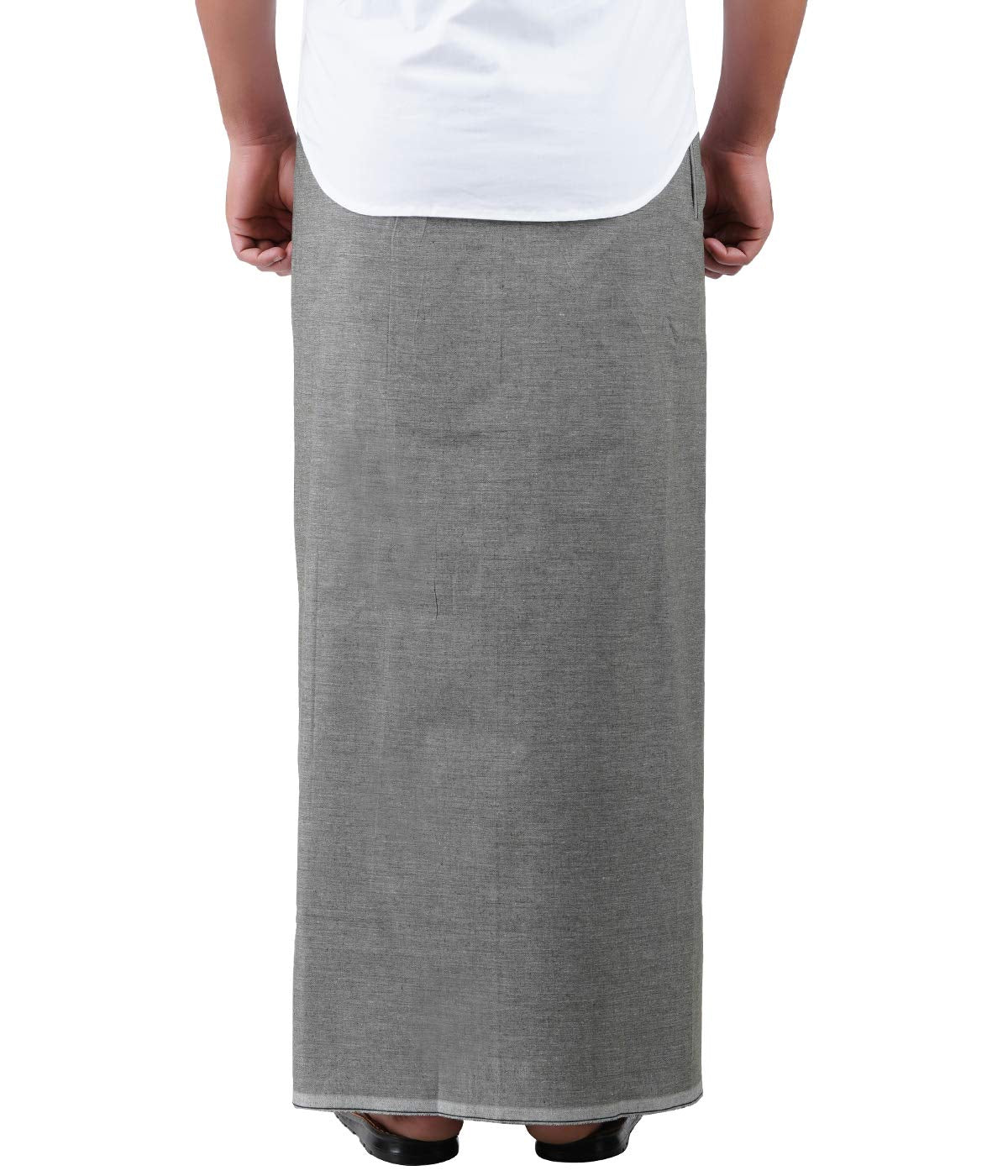 Prakasam Cotton Mens Premium Kfc Plain Welcro Pocket Dhoti (Kfc-Pln-Ash)