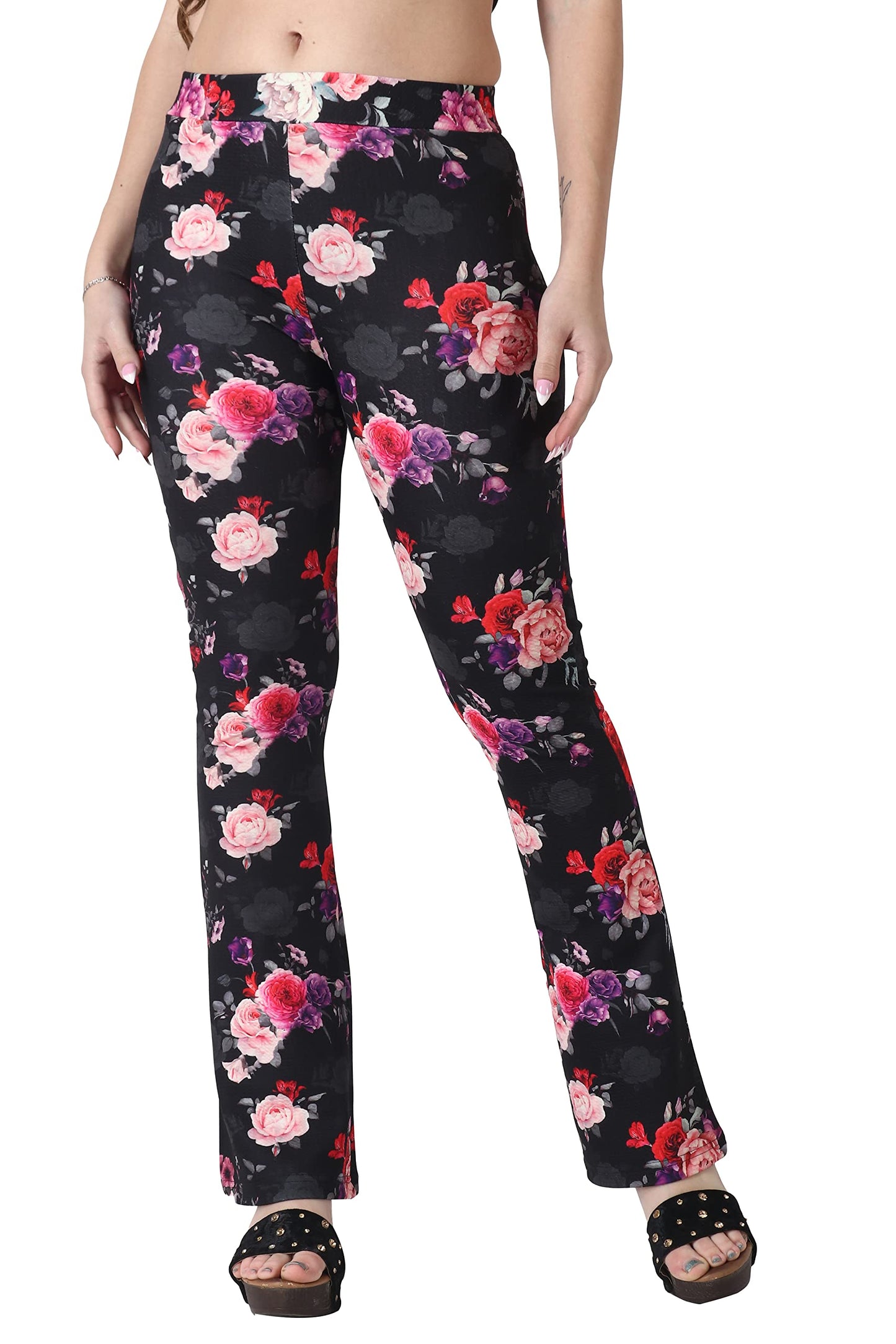 POPWINGS Casual Multicolor Floral Print karara Trouser for Women