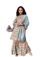 ishin Women's Cotton Multicolor Embroidered A-Line Kurta set with Sharara & Dupatta