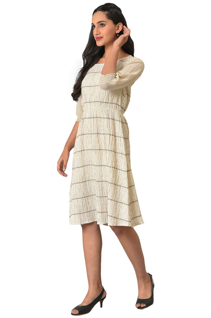 Aurelia Natural Striped Cotton Lycra Blend Shift Dress