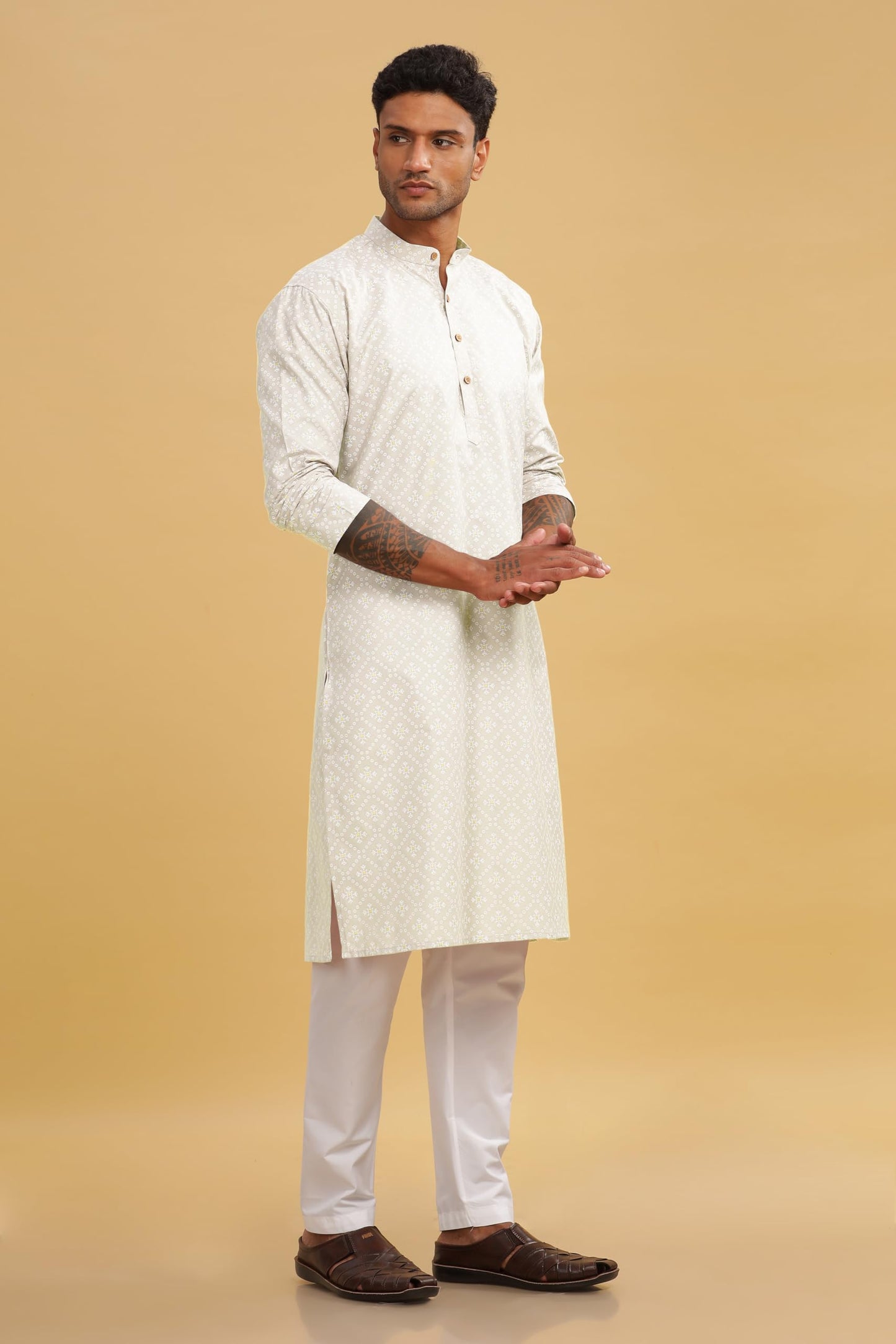 Be Active MenS Cotton Regular Kurta (C-399-3_Cream