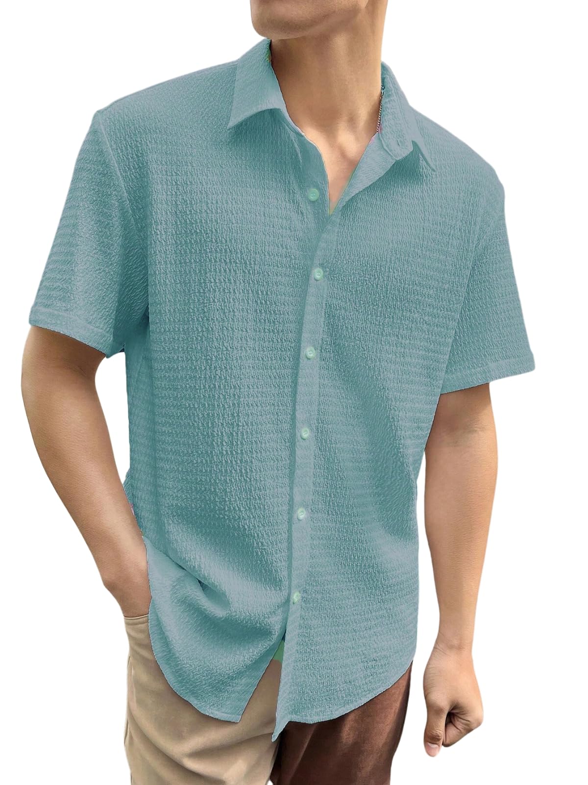 Greciilooks For Casual Stylish Polycotton Regular Formal Shirt Blue