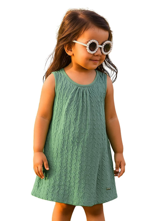 A.T.U.N. (ALL THINGS UBER NICE) Girls Sleeveless Stylish A-Line Abby Dress | Daily, Party, Casual Knee Length Dress Light Green