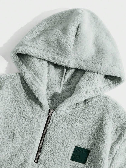 TAGAS Unisex Fleece Hoodie  Ultra Soft Sherpa Pullover with Half-Zip & Kangaroo Pocket Sweatshirt Hoodie