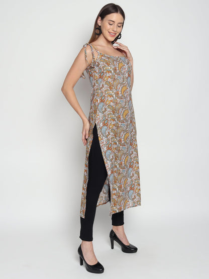 Patlani WomenS Crepe Full Stitched Kurti. Brown