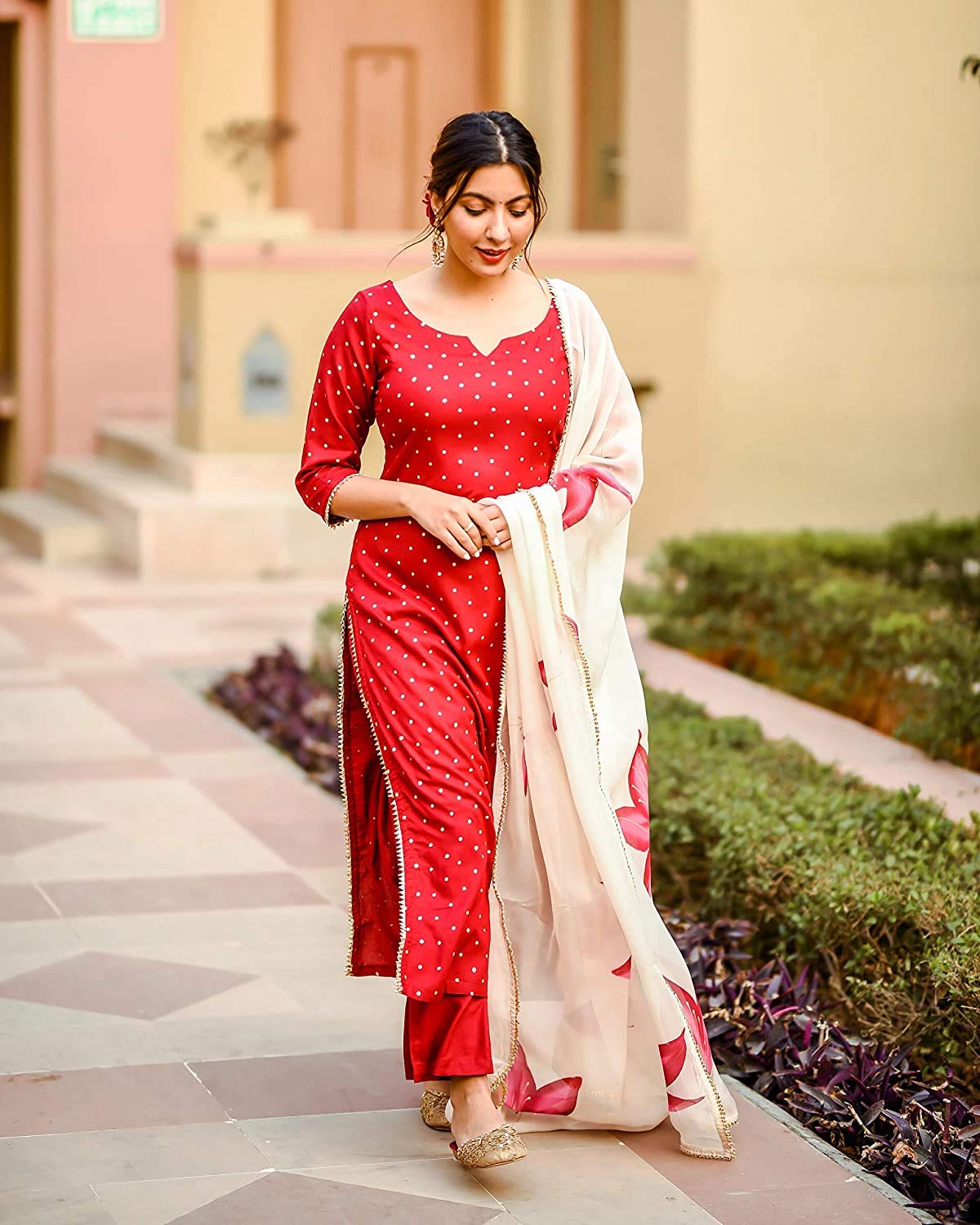 ANNI DESIGNER Women Rayon Printed Straight Kurta with Palazzos & Dupatta (DEB-Rayon SET4)