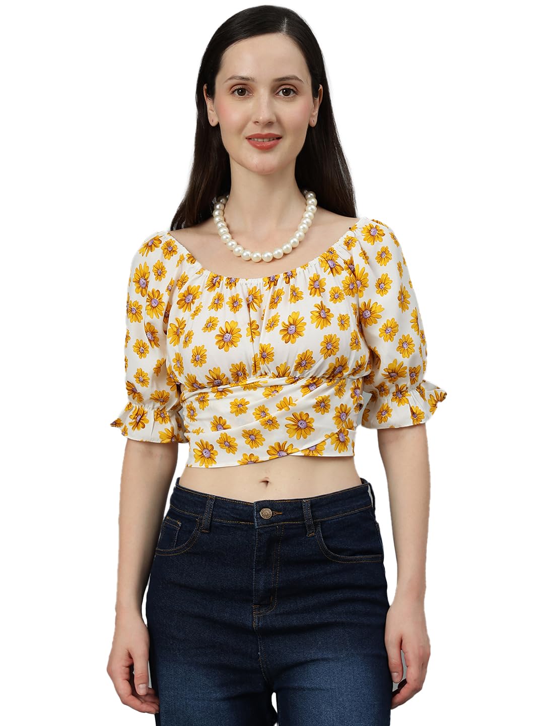Kotty WomenS Casual Bishop Sleeve Printed Multicolor Top