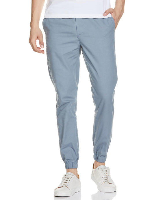 The Indian Garage Co Men Slim Fit Solid Mid-Rise Woven Joggers Blue