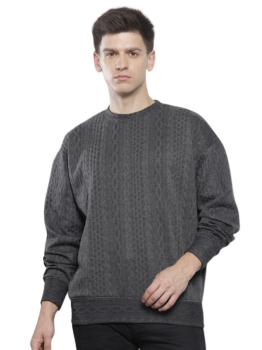 The Indian Garage Co Mens Oversized Fit Self Design Sweatshirt
