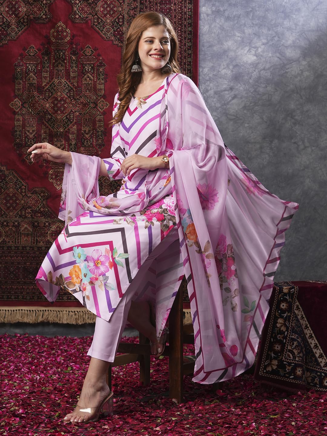 ANNI DESIGNER Women's Rayon Blend Casual Style Kurta Pant With Dupatta