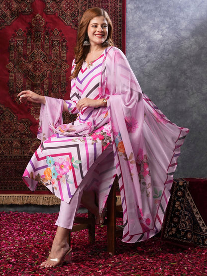 ANNI DESIGNER Women's Rayon Blend Casual Style Kurta Pant With Dupatta