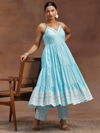 Libas WomenS Cotton Kurta Sets (35929_Blue