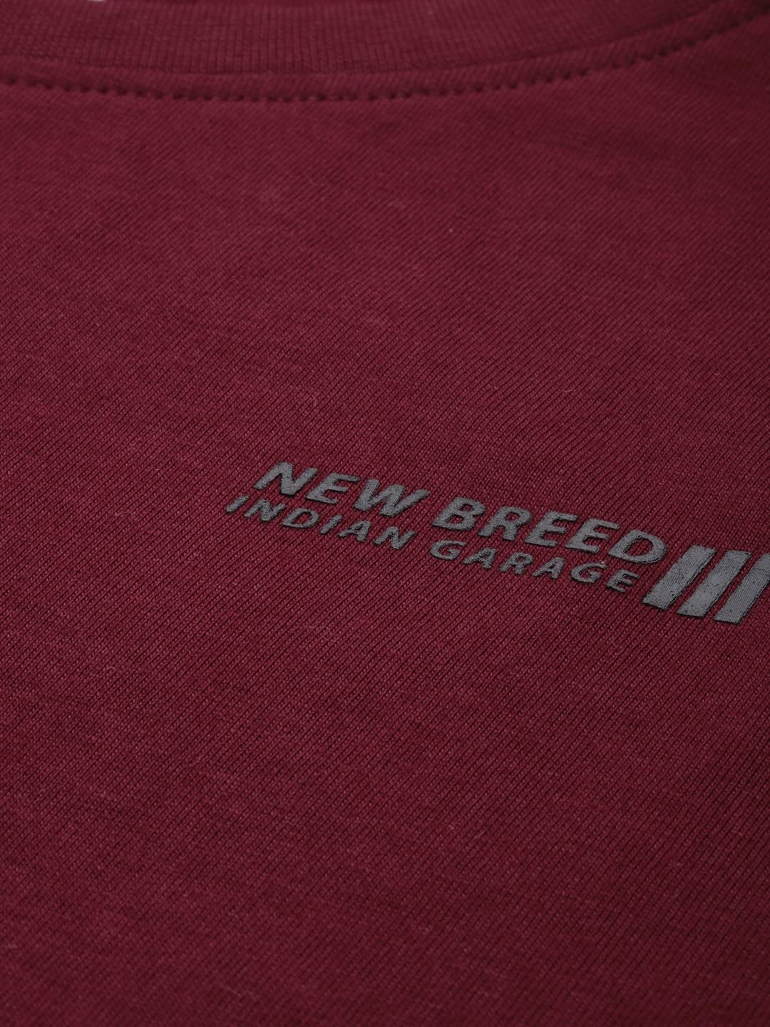 The Indian Garage Co Men Slim Fit Graphic Print Round Neck Tshirt Burgundy