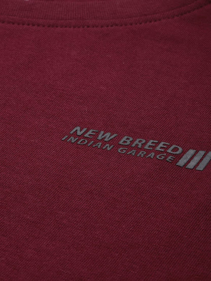 The Indian Garage Co Men Slim Fit Graphic Print Round Neck Tshirt Burgundy
