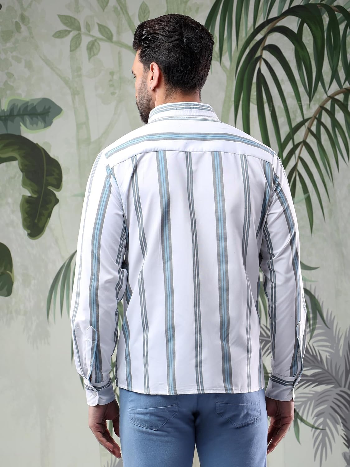 Kotty MenS Sleek Lines Full Sleeve Premium Fabric Striped Shirt(Multicolor,Xl)