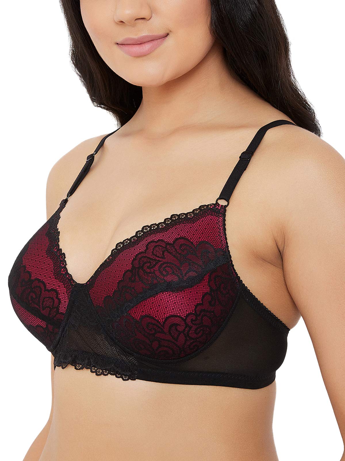 Clovia Womens Net Non Padded Wire Free Full Coverage Bra Black