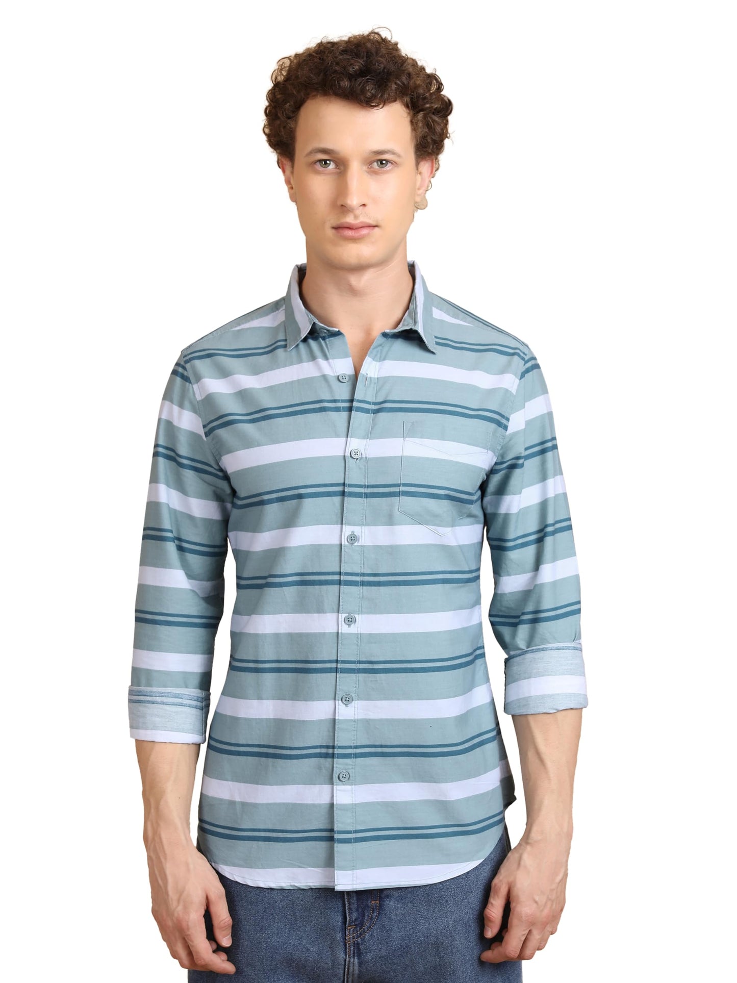 Ketch Mens Full Sleeve Slim Fit Shirt Khsh001720 Dusty Green Xl