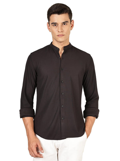 Thomas Scott Mens | Premium | Mandarin Collar | Slim Fit | Long Sleeves | 4 Way Stretch | Coolmax | Knitted | Casual | Shirts f