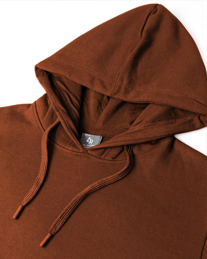ADRO Men's Cotton Neck Hooded Sweatshirt (H24-M-PLN-BR)