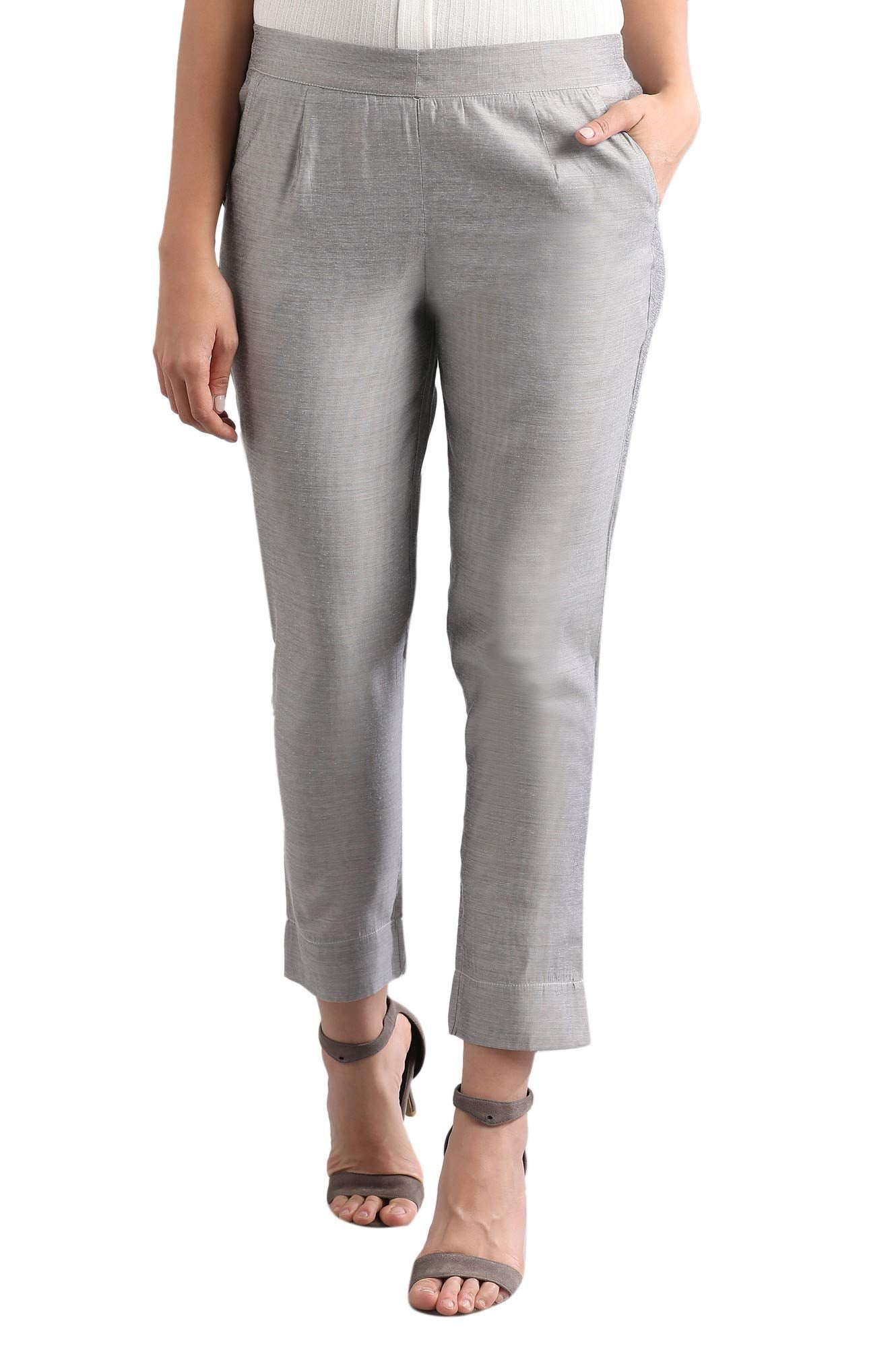 Aurelia Womens Multi-Color Solid Regular Trousers