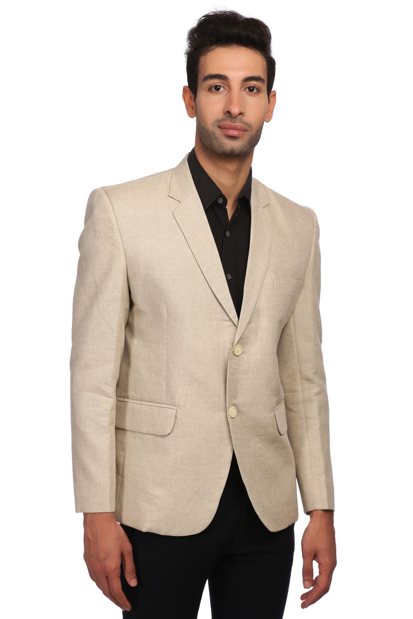 WINTAGE Mens Linen Tailored Fit Solid Evening/Casual Blazer Coat Jacket : Beige