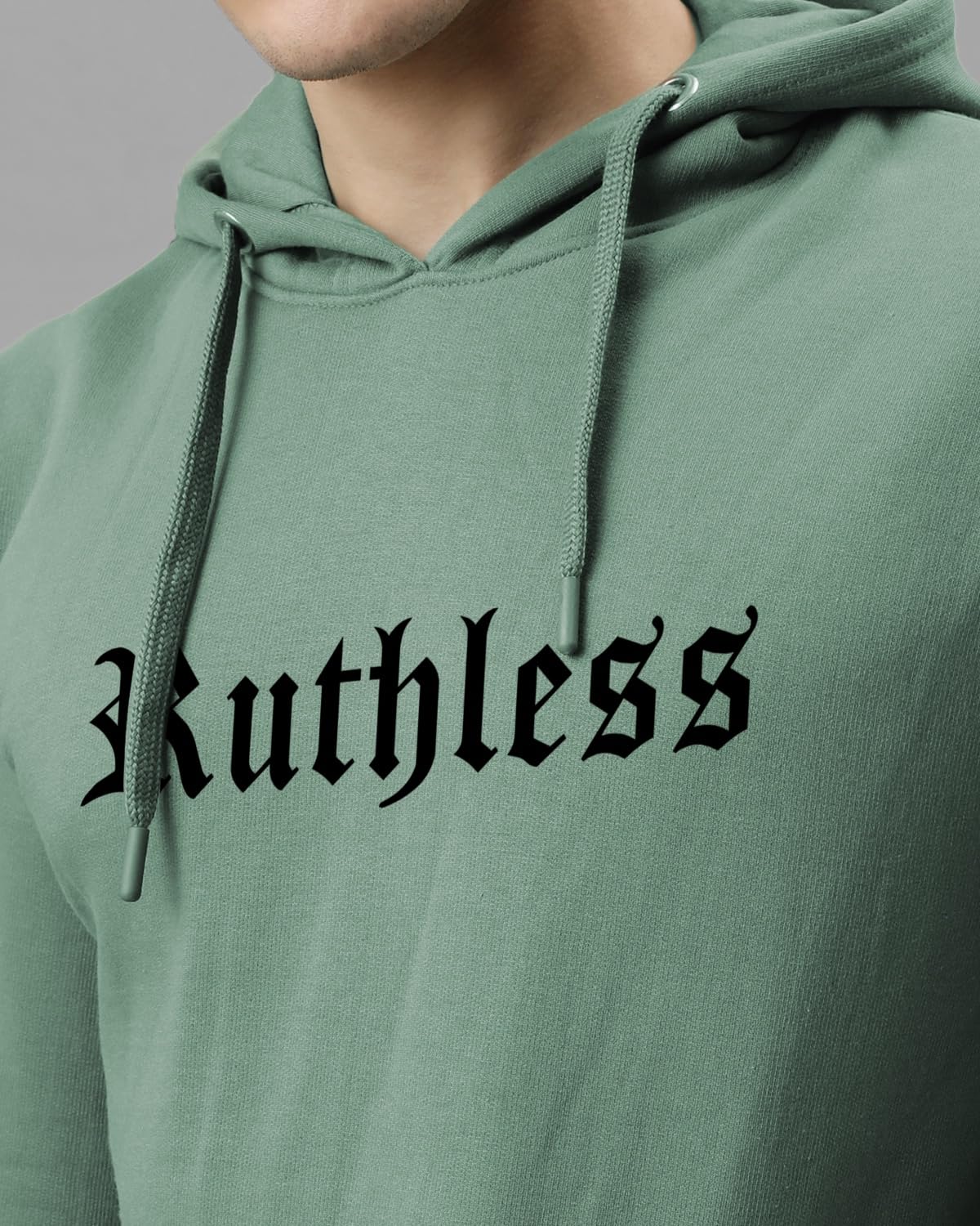 ADRO Men's Cotton Neck Hooded Sweatshirt (H24-RUTH-PT_Pista