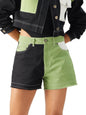 The Souled Store TSS Originals: Phantom Women and Girls Green and Black Shorts WomenS Shorts Ladies Casual High Waisted Summer