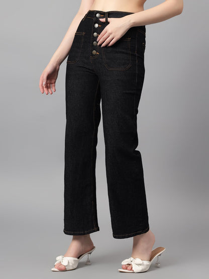 Kotty WomenS High Rise Solid Comfortable Stretchable Jeans(Black,26)