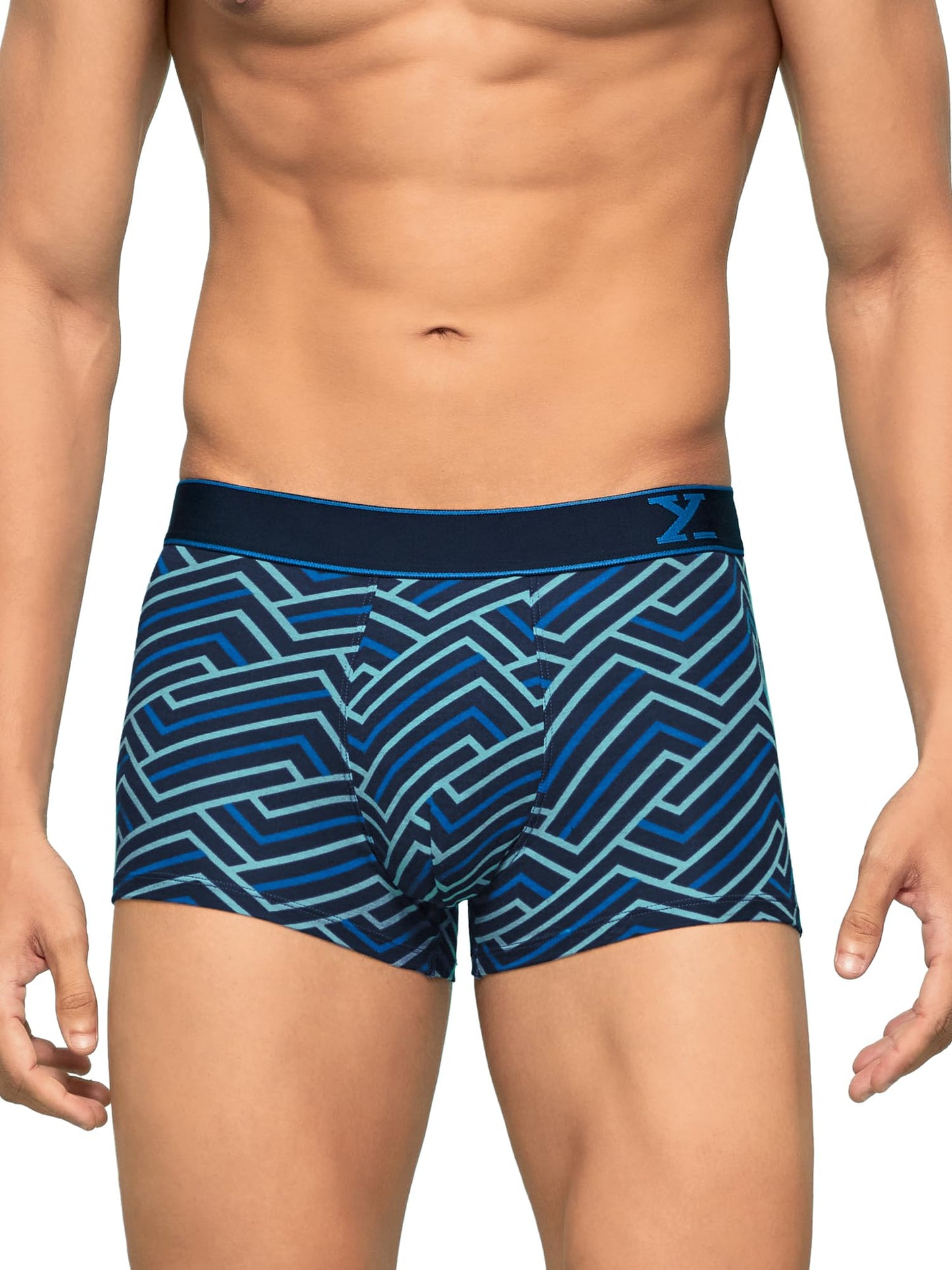 XYXX Mens Cotton Striped (Pack of 2) CR16_Trunk_01_2_3_Yellow Blue Stripes