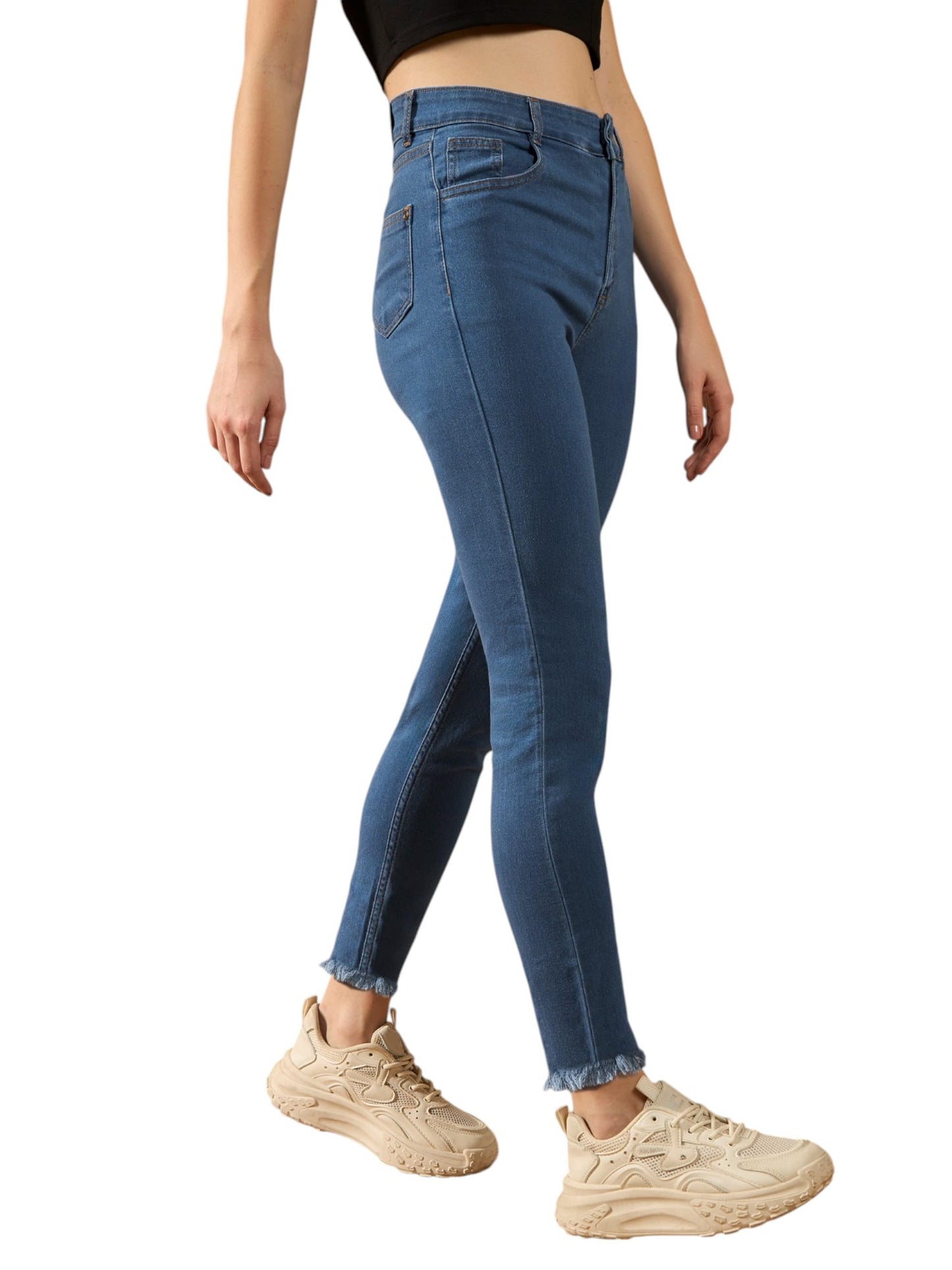 Dolce Crudo Womens Skinny High Rise Cropped Length cStretchable Denim Jeans (DOSS24DEN95-83-530-26, Caribbean Blue, 26)
