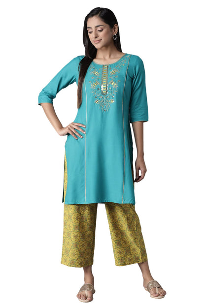 Aurelia Viscose Women Straight Kurta & Palazzo