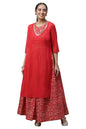 Aurelia Women's Rosso Corsa Polyester Straight Kurta, Skirt Suit Set_23AUAS14440-507597_XS