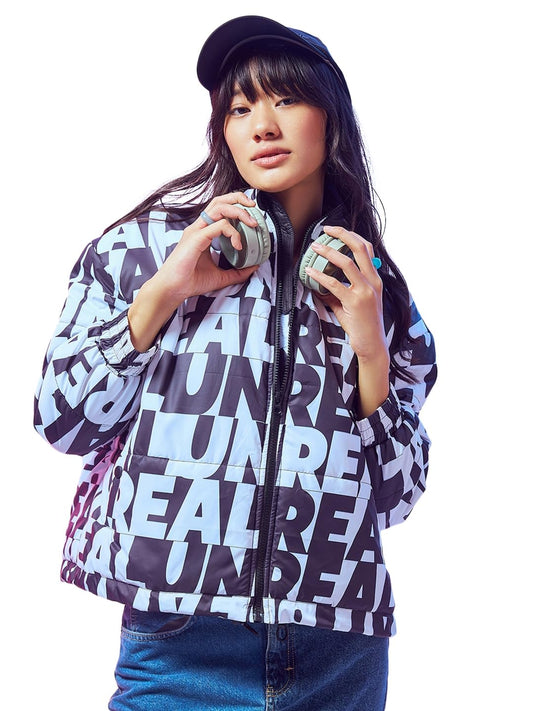 Bewakoof Womens Typography Oversized Jacket_601597_White_M