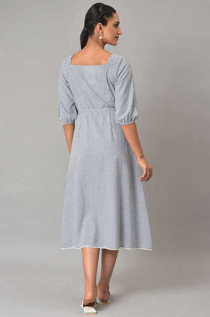 Aurelia WomenS Cotton Midi Check White Dress