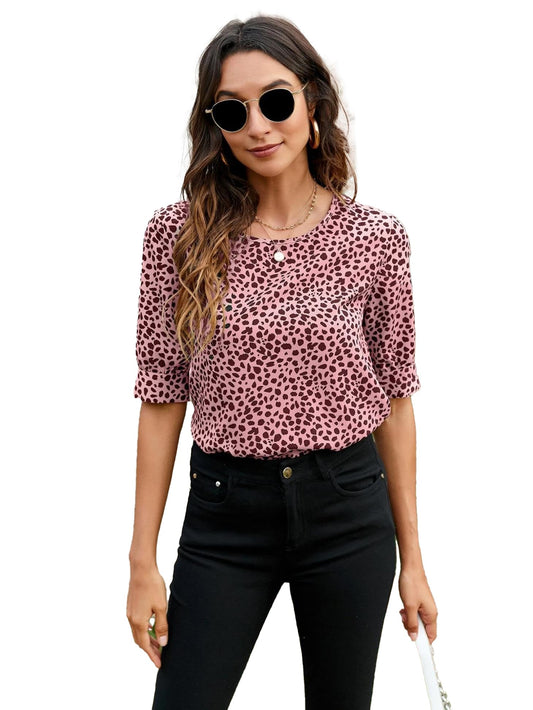Kotty WomenS Casual Regular Sleeves Printed Pink, Black Top
