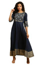 W For Woman WomenS Polyester Blue Panelled Embroidered Festive Dress Ankle Length 23Auw10290-220805