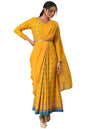 W For Woman Dark Yellow Ethnic Motif Glitter Sequin Stylised Dress