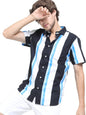 Ketch Men Cotton Striped Straight Fit Shirt (Khsh000815_Blue/Black S)