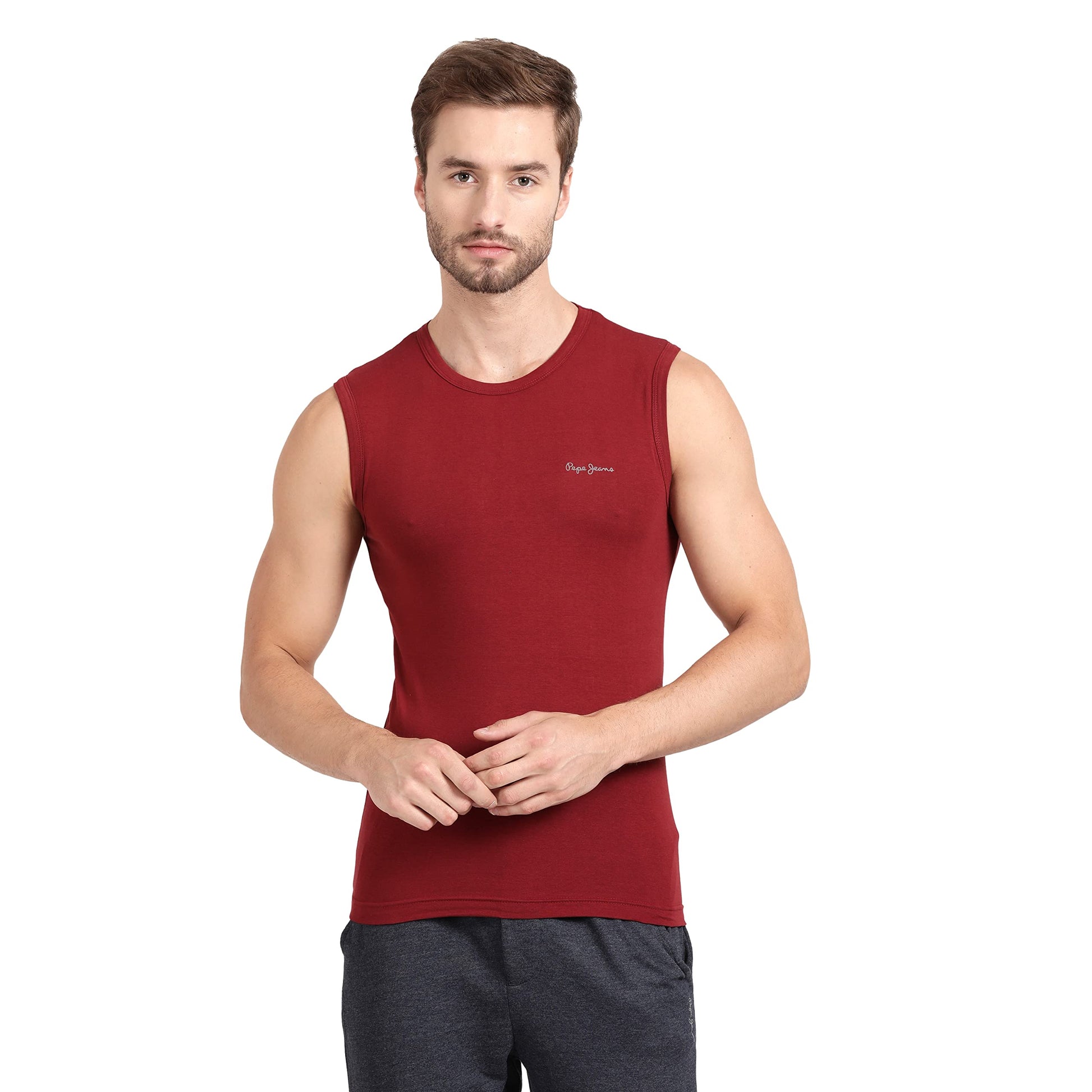 Pepe Jeans MenS Relaxed Vests (Atv02_Dark Red Extra Large)