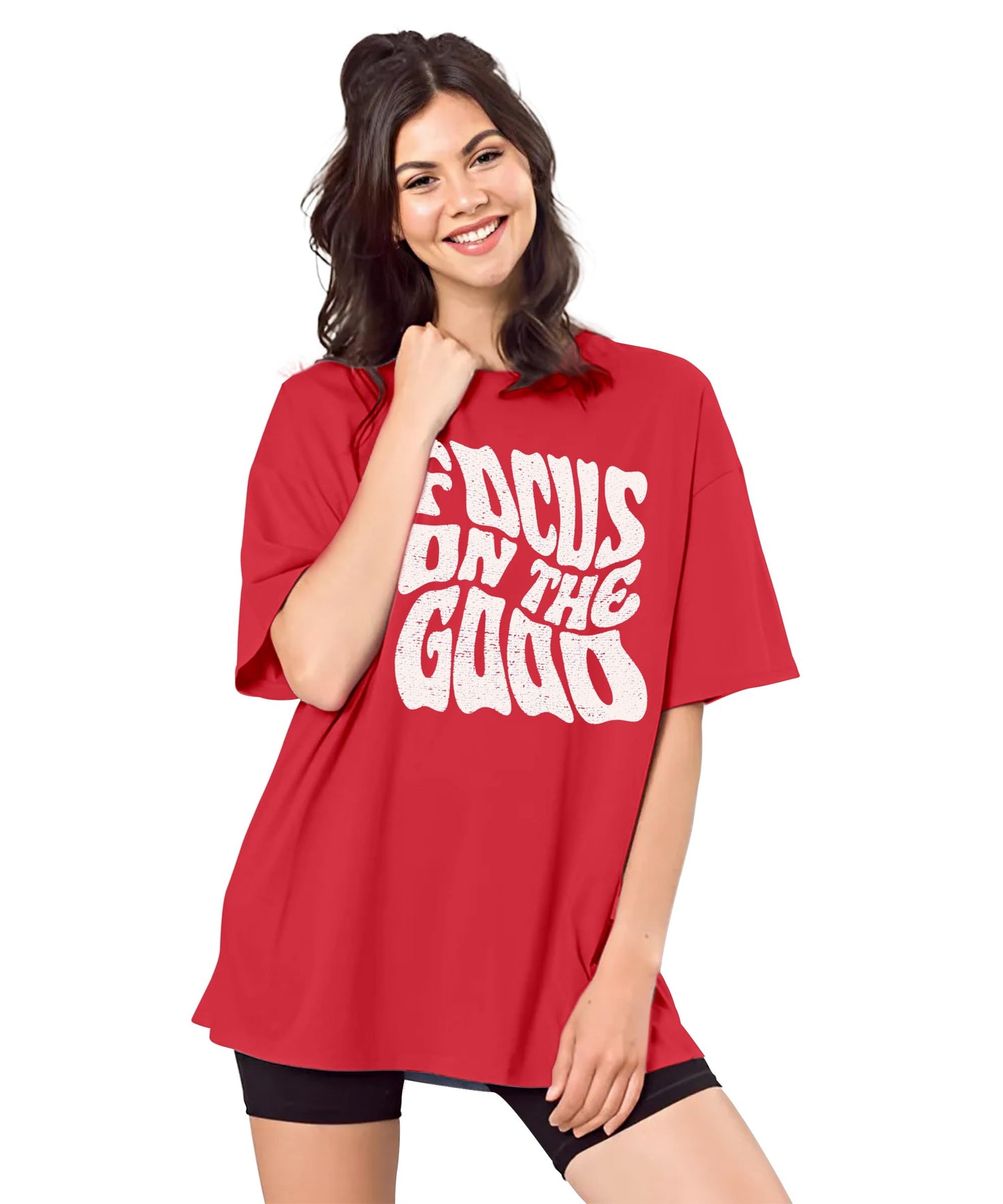 SHODOX Womens Oversized Drop Shoulder Printed T-Shirt | Soft, Breathable & Light Weight Cotton Blend | Loose Fit Stylish Top for