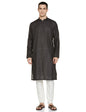 Manyavar Grey Cotton Solid Casual Kurta Set For Men