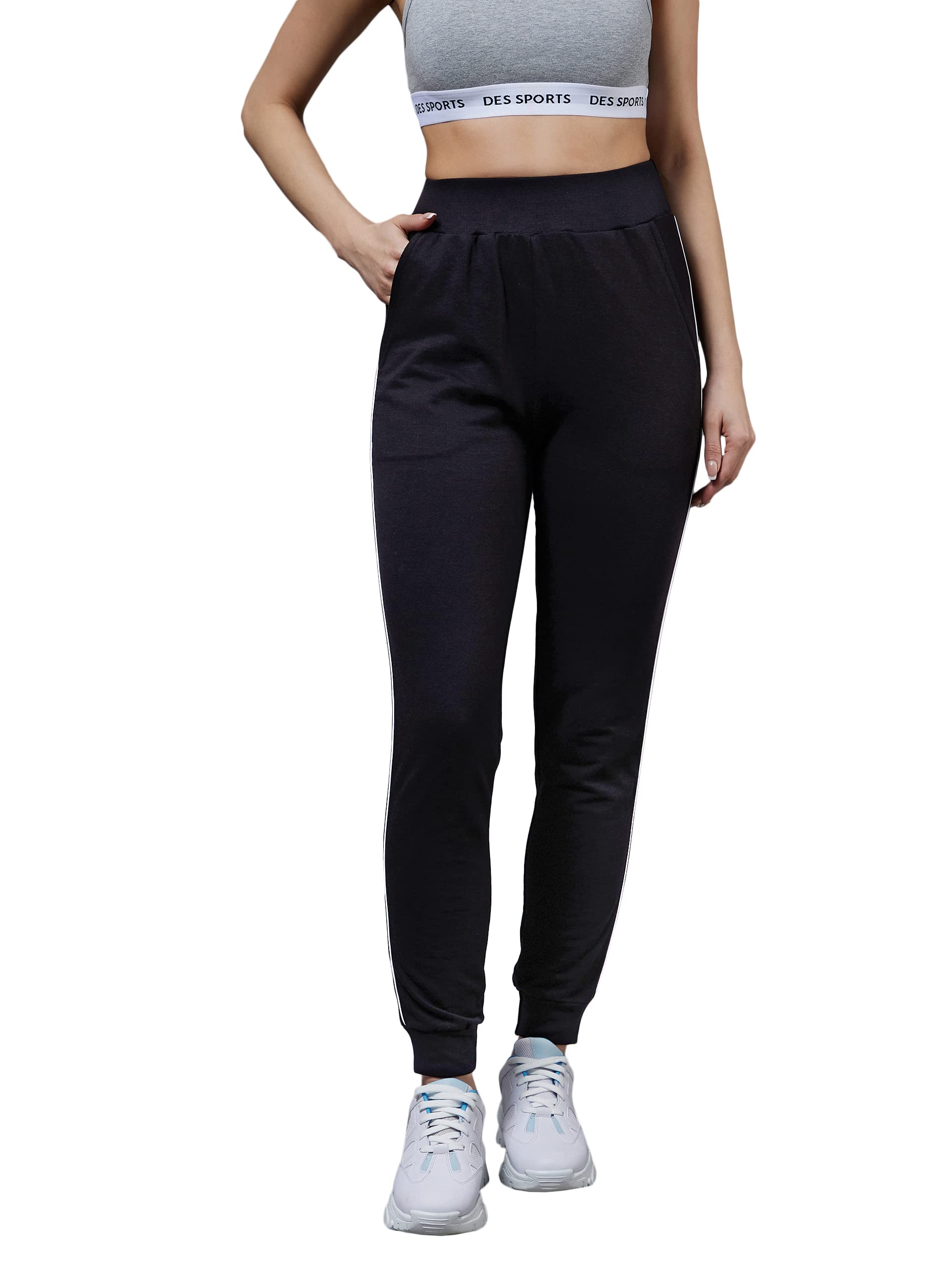 Miss Chase Womens Black Solid Regular Joggers (MCAW21BT10-13-62-03, Black, S)