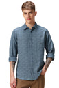 Dennis Lingo Regular Fit Full Sleeves Spread Collar Textured Men Shirt Blue
