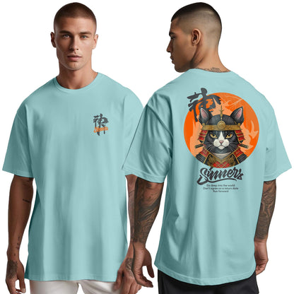 Peppyzone Mens Oversized Fit T-Shirt (PZ-OST-Trendy50_Sky Blue