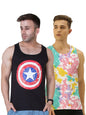 Veirdo Mens Cotton Scoop Neck Regular Fit Printed Sleeveless Vest