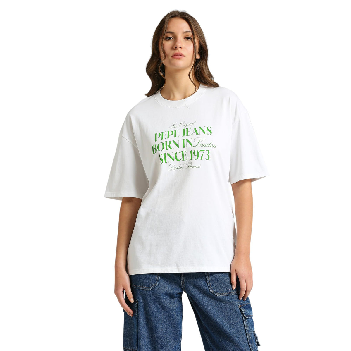 Pepe Jeans WomenS Oversized Fit T-Shirt (Pl505928_Optic White