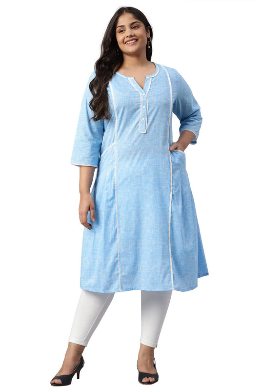 Aurelia Women Cotton Straight Fit Geometric Printed Straight Kurta
