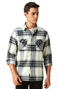 Dennis Lingo Men Flannel Check 100%-Cotton Relaxed-Fit Full-Sleeves Shirts White